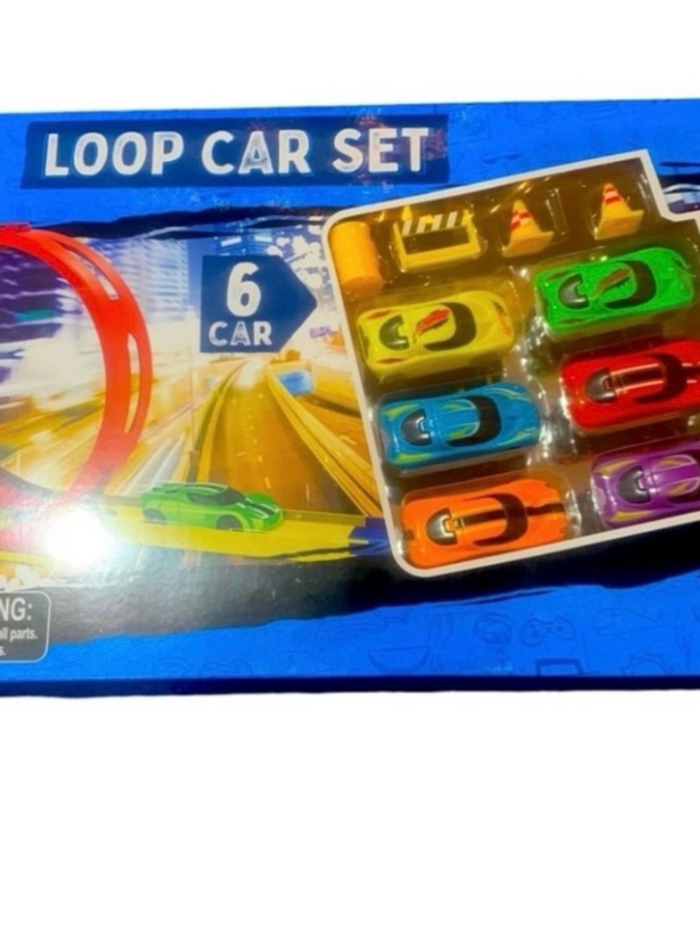 Loop Car Set Loop Track Playset w/ 6 Diecast Cars, Multicolor, Ages 3+